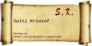 Solti Kristóf névjegykártya